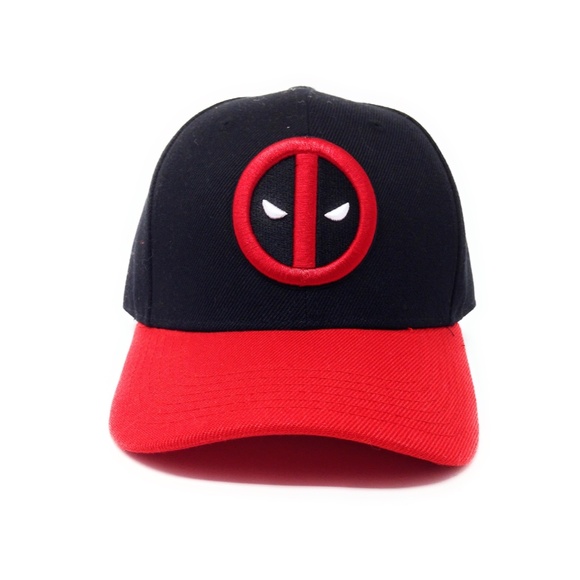 Deadpool Logo - Flat  Embroidery - Red/Black Dad Cap Snapback - Picture 1 of 5